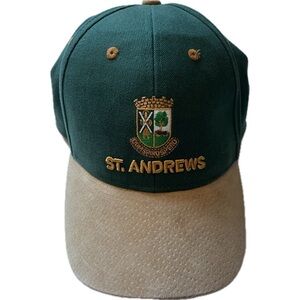 Vintage St. Andrews Old Course Harrods Embroidered Golf Hat Cap Suede Brim